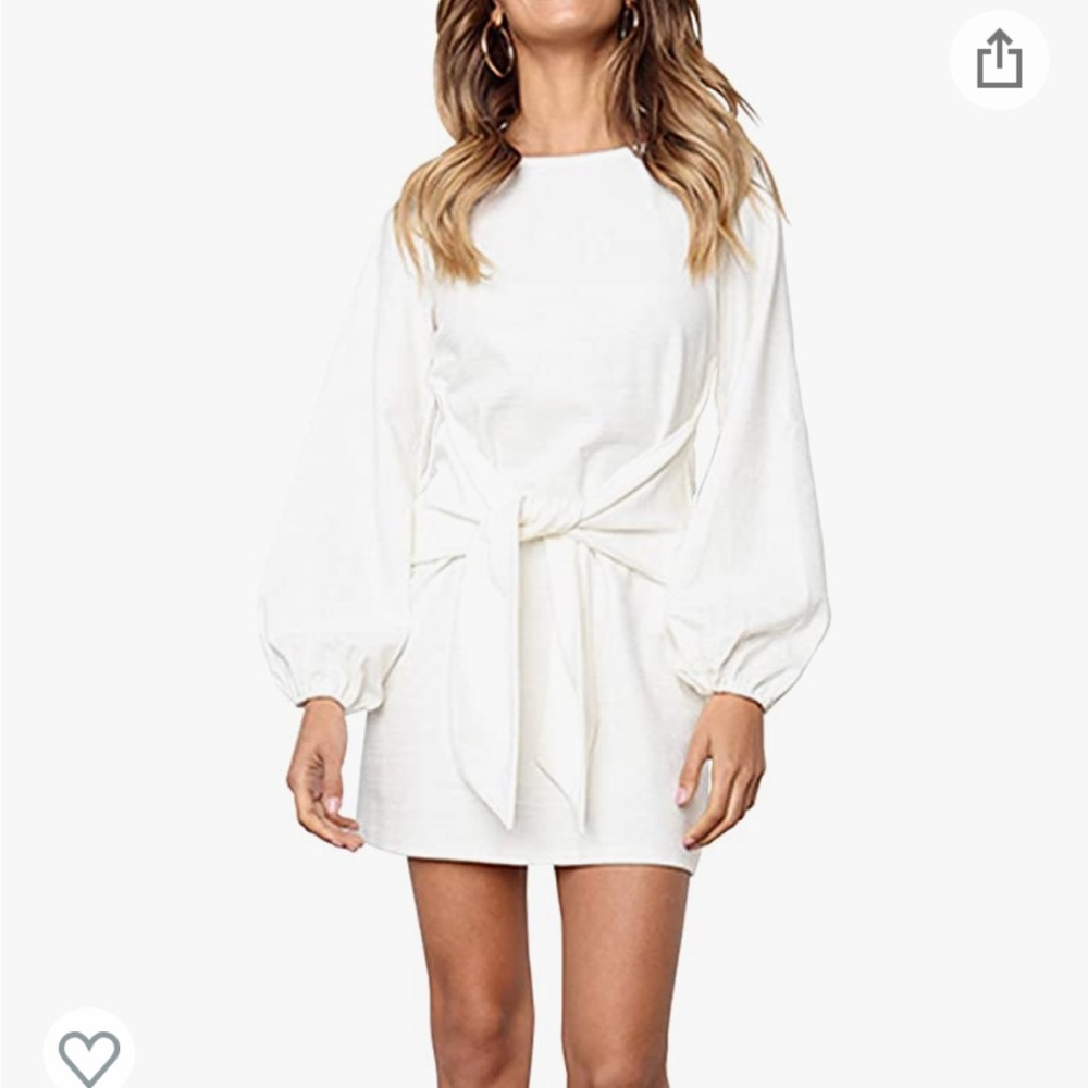 NWT PRETTYGARDEN Women's Lantern Sleeve Short Dress Tie Waist